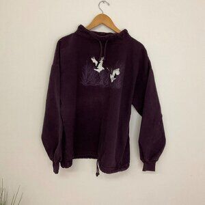 Vintage 90s Wek The World Pullover Graphic Sweatshirt Tie-Neck Size XL Purple